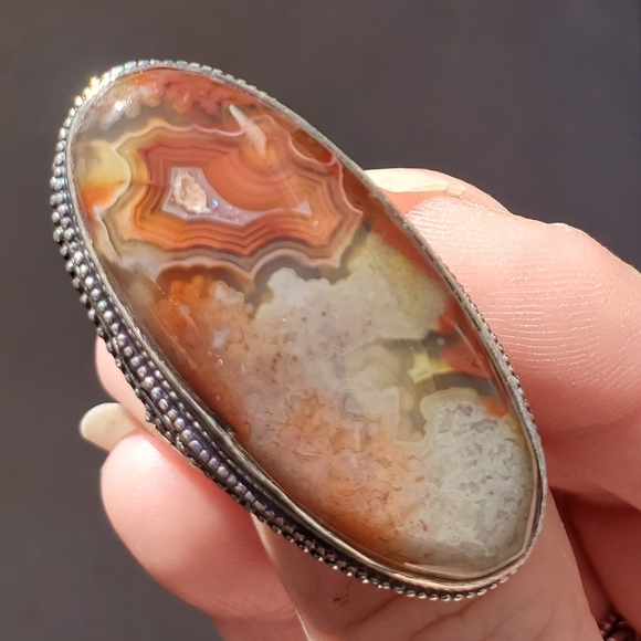 New Oversized Crazy Lace Agate 925 Silver Statement Ring. - Picture 3 of 15